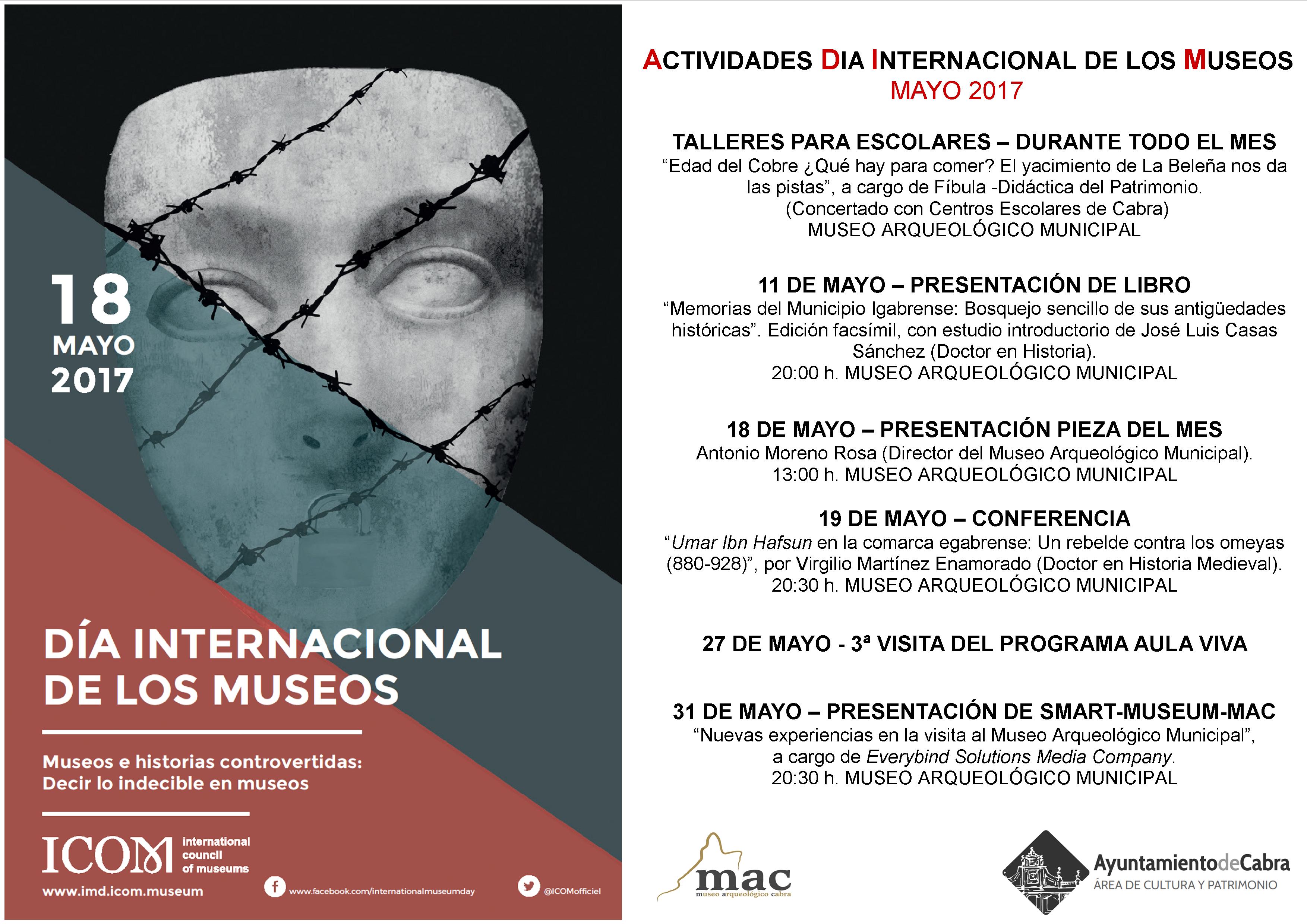 Cartel ACTIVIDADES DÍA INTERNACIONAL DE LOS MUSEOS 2017 -